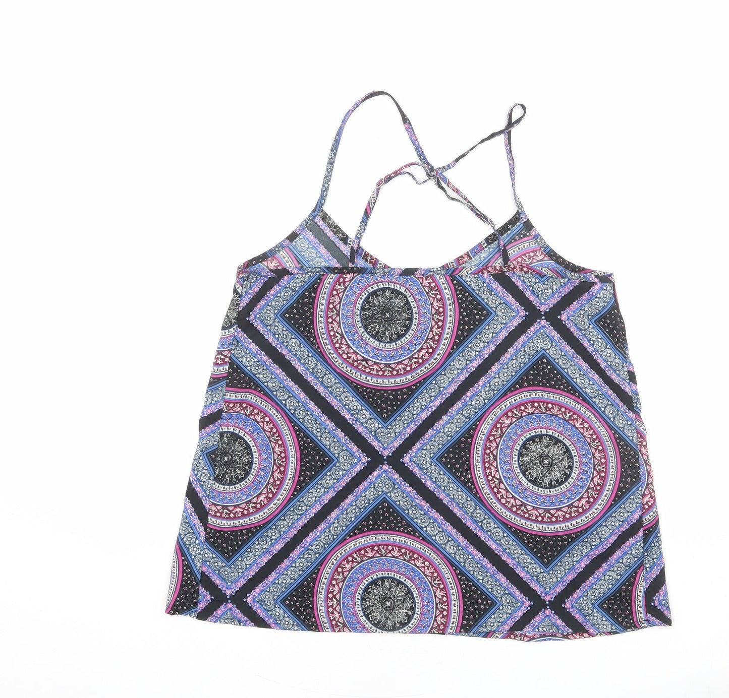 Hollister Womens Multicoloured Geometric Polyester Camisole Blouse Size S Scoop Neck