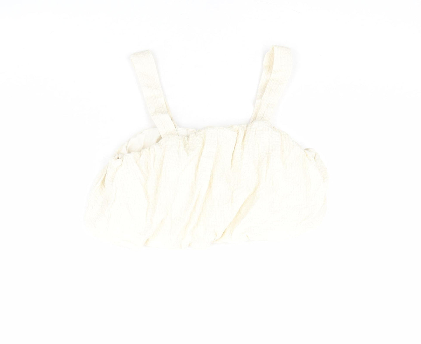 Zara Girls Ivory Polyester Cropped Blouse Size 10 Years Square Neck Pullover