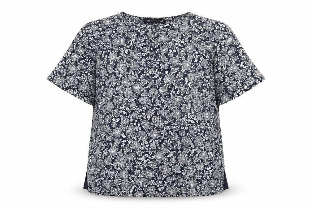 Marks and Spencer Womens Blue Floral Polyester Basic Blouse Size 14 Round Neck