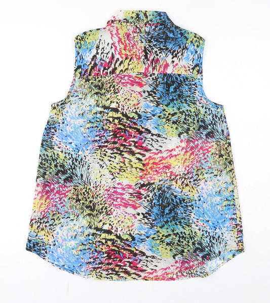 Therapy Womens Multicoloured Geometric Polyester Basic Button-Up Size 8 Collared
