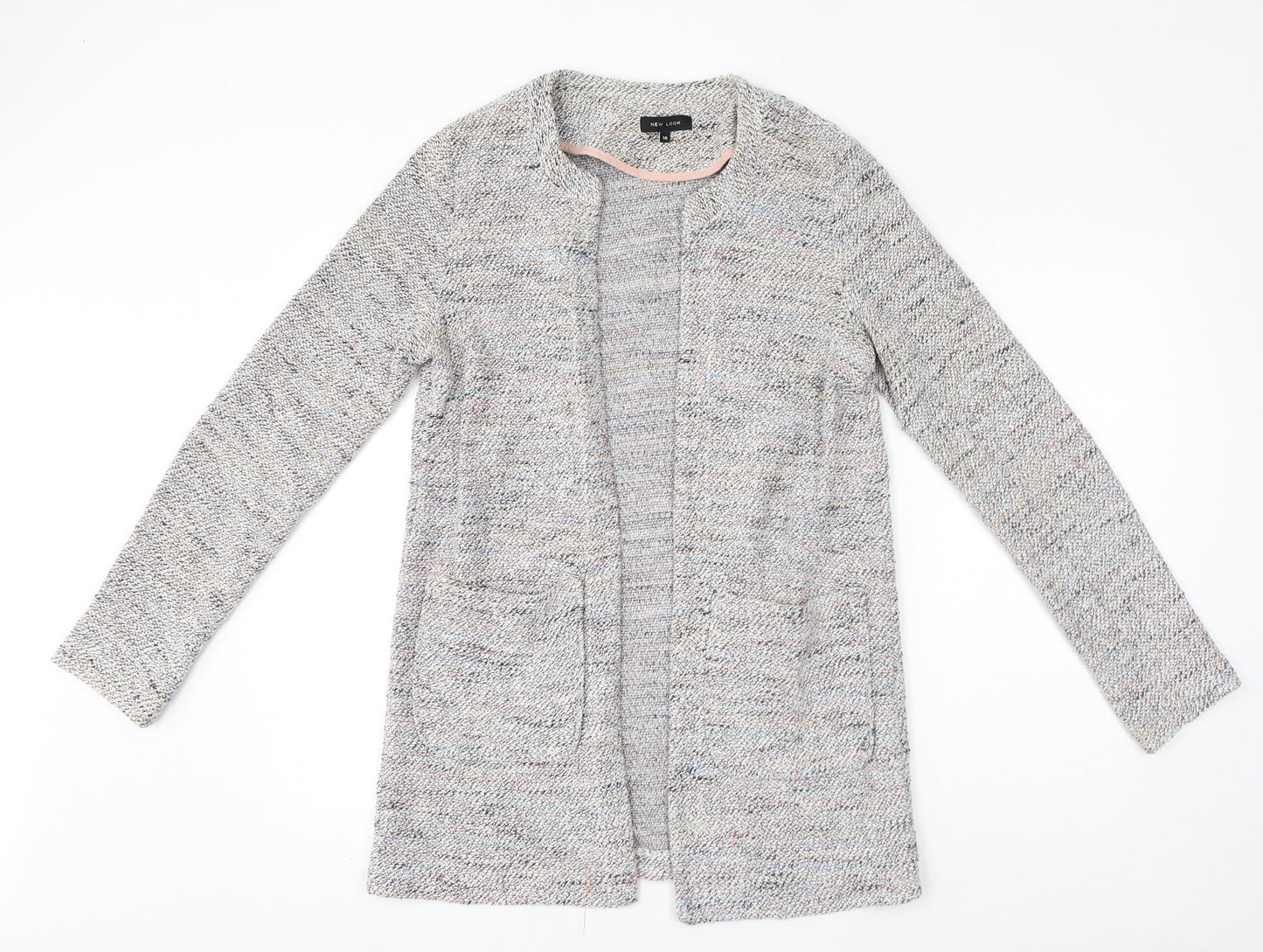 New Look Womens Grey Round Neck Polyester Cardigan Jumper Size 10