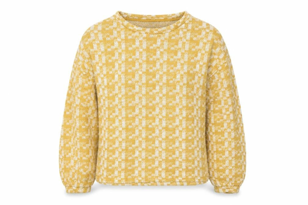 Marks and Spencer Womens Yellow Round Neck Geometric Viscose Pullover Jumper Size 10