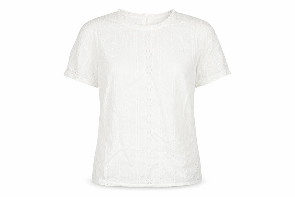 Marks and Spencer Womens Ivory Cotton Basic T-Shirt Size 10 Round Neck