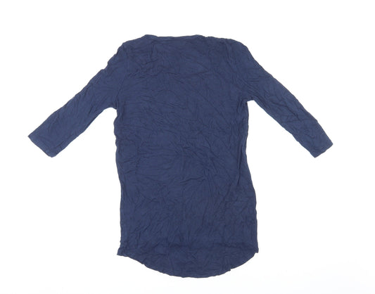 VERO MODA Womens Blue Polyester Basic T-Shirt Size M Round Neck