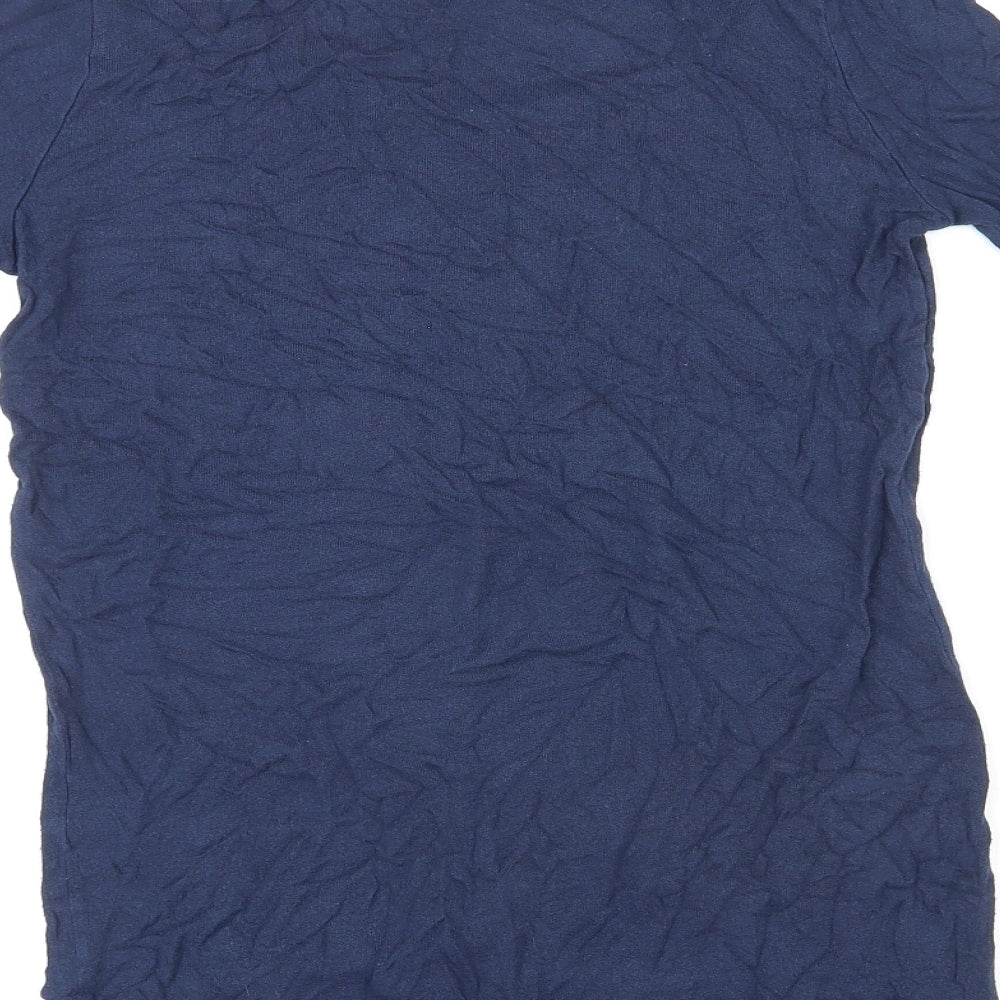 VERO MODA Womens Blue Polyester Basic T-Shirt Size M Round Neck