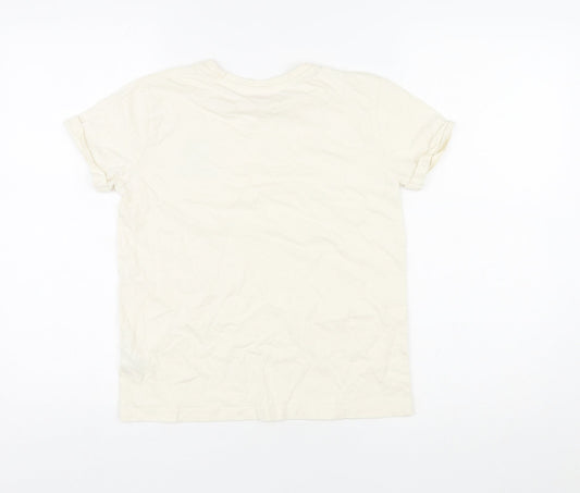 Studio Girls Ivory Cotton Basic T-Shirt Size 10-11 Years Round Neck Pullover