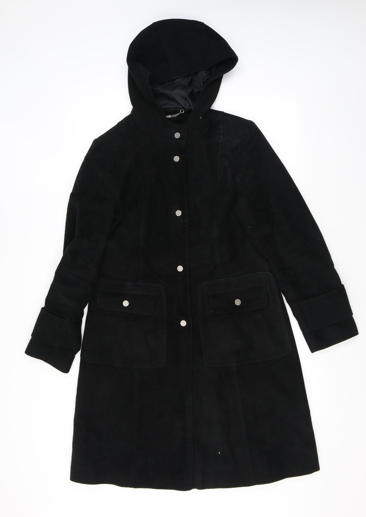 NEXT Womens Black Parka Coat Size 8 Snap