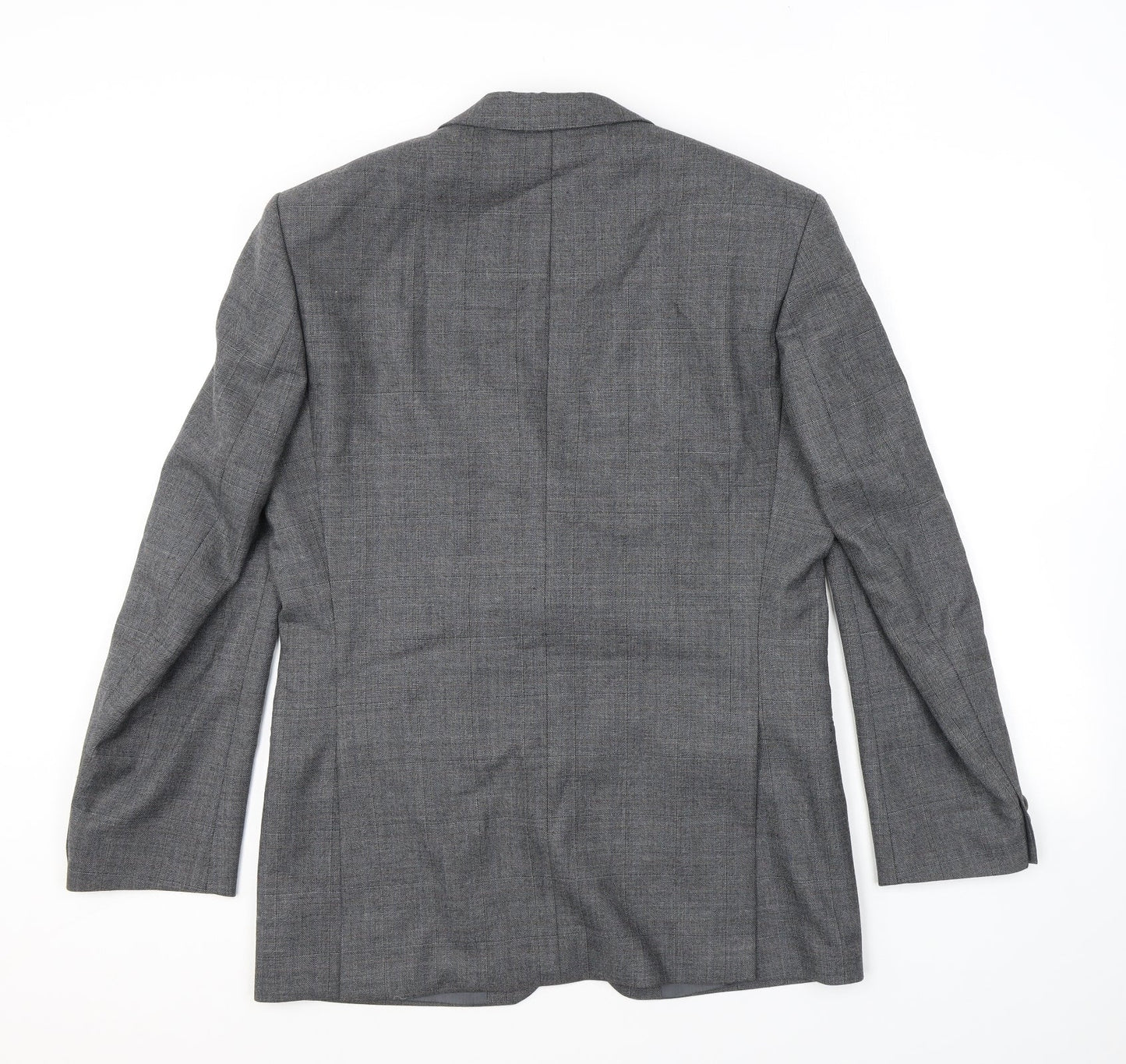 St Michael Mens Grey Check Polyester Jacket Suit Jacket Size 38 Regular
