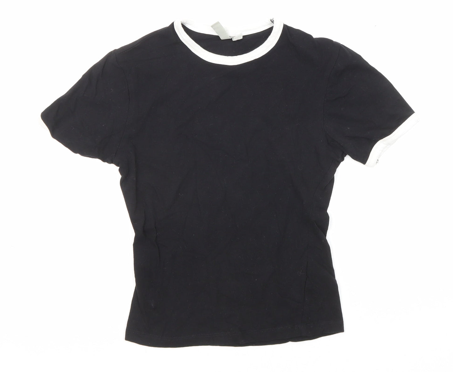 ASOS Womens Black Cotton Basic T-Shirt Size 4 Round Neck