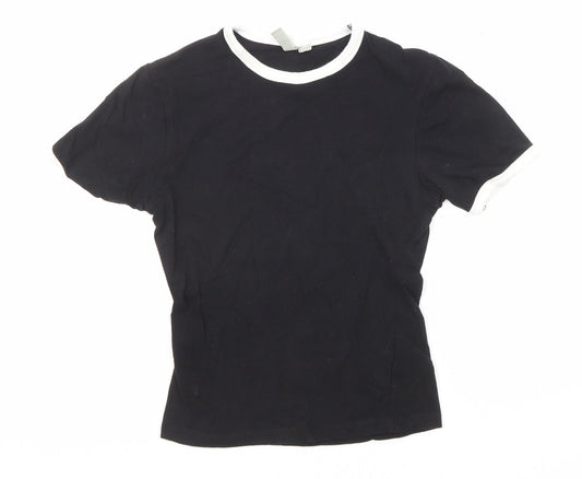 ASOS Womens Black Cotton Basic T-Shirt Size 4 Round Neck