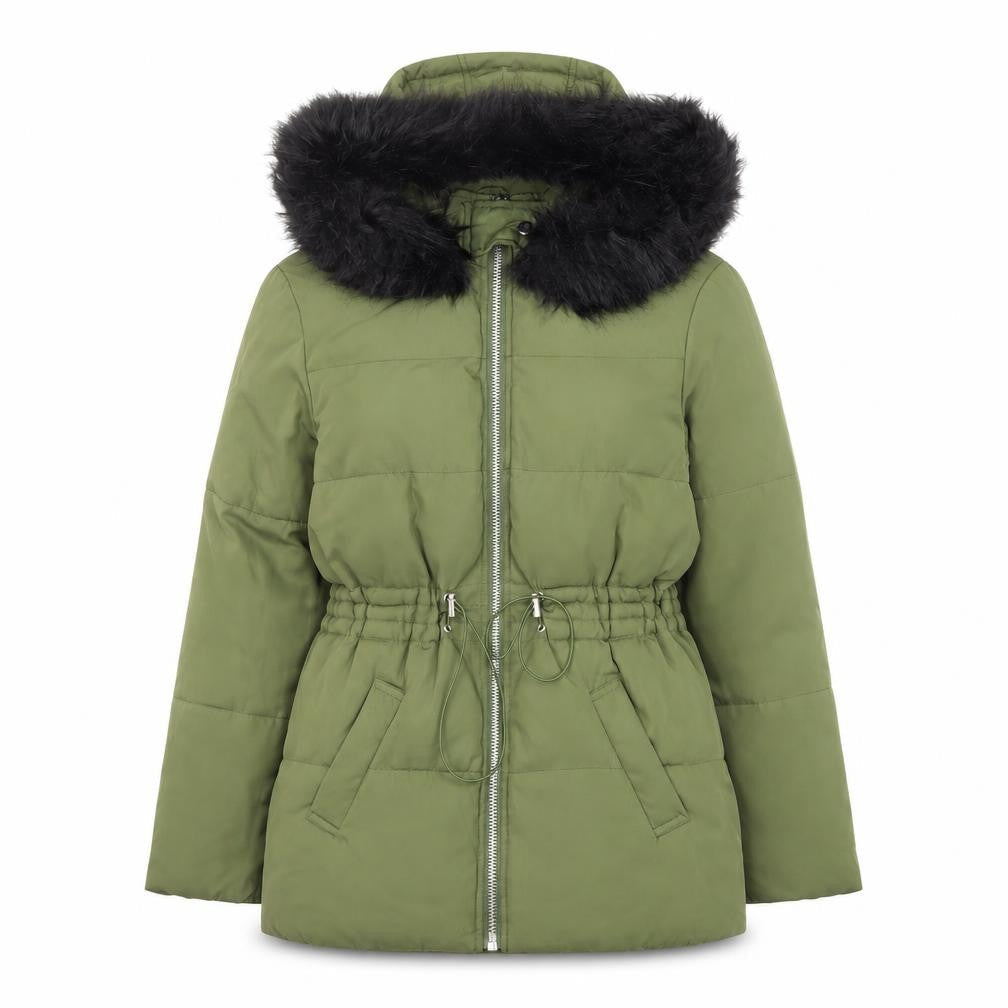 Front view of ASOS women’s green jacket, size UK 8, zip