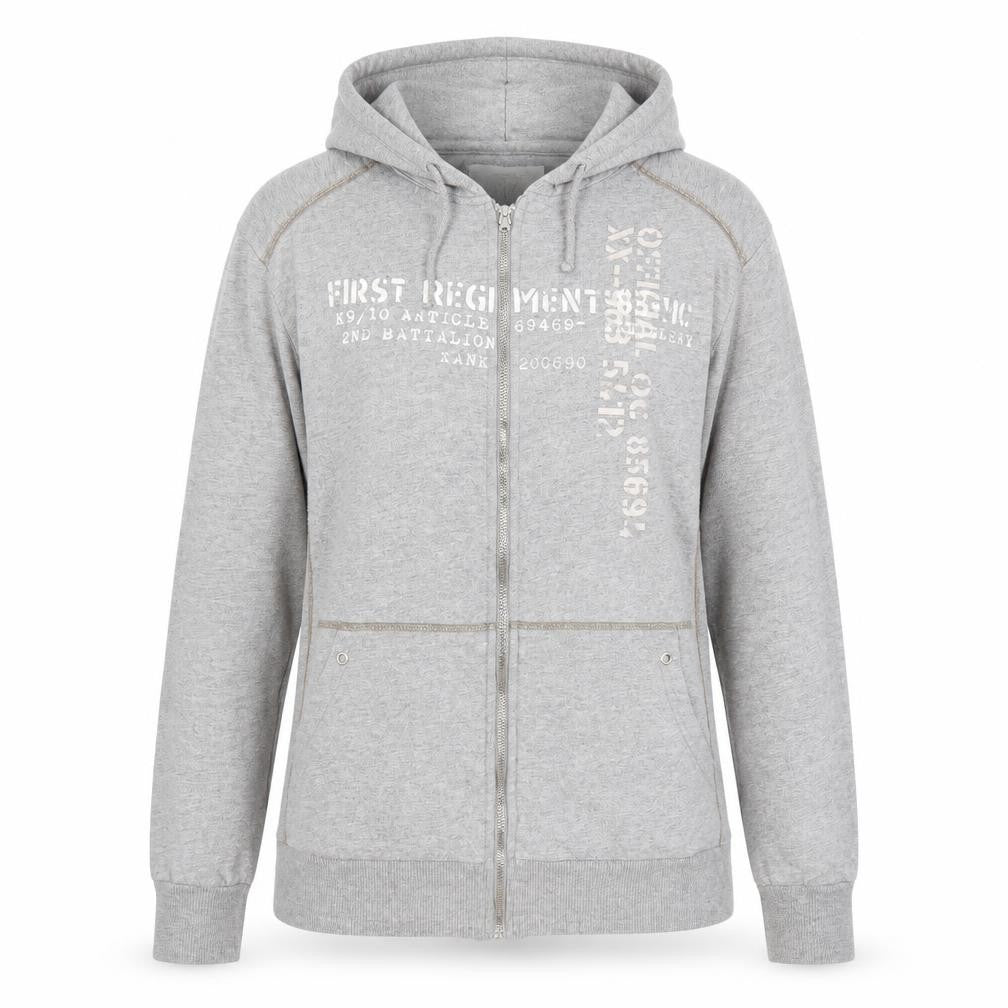 O Club Womens Grey Cotton Full Zip Hoodie Size L Zip