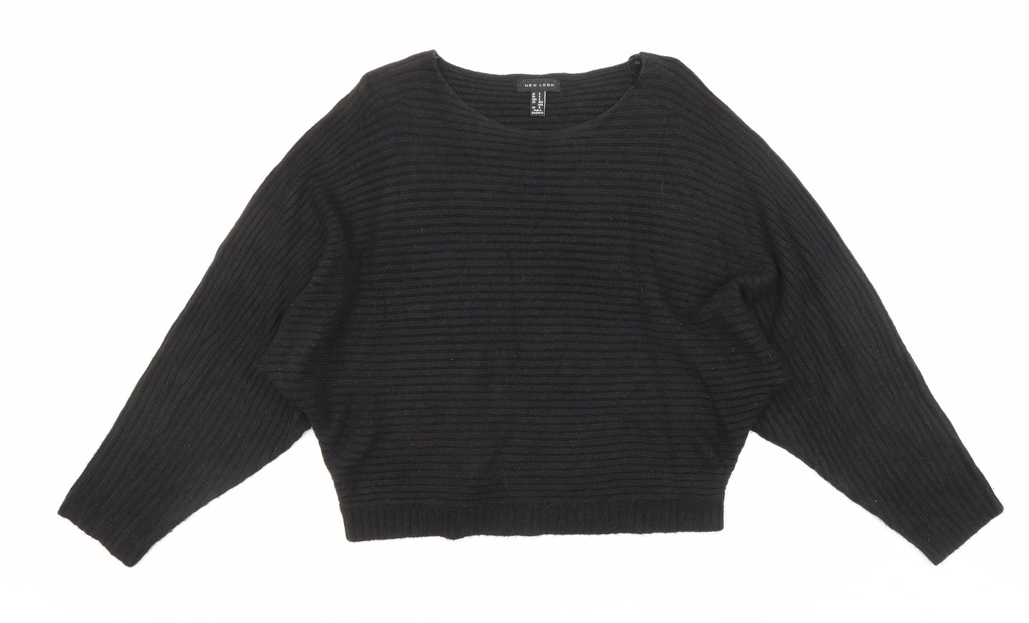 New Look Womens Black Round Neck Acrylic Pullover Jumper Size S