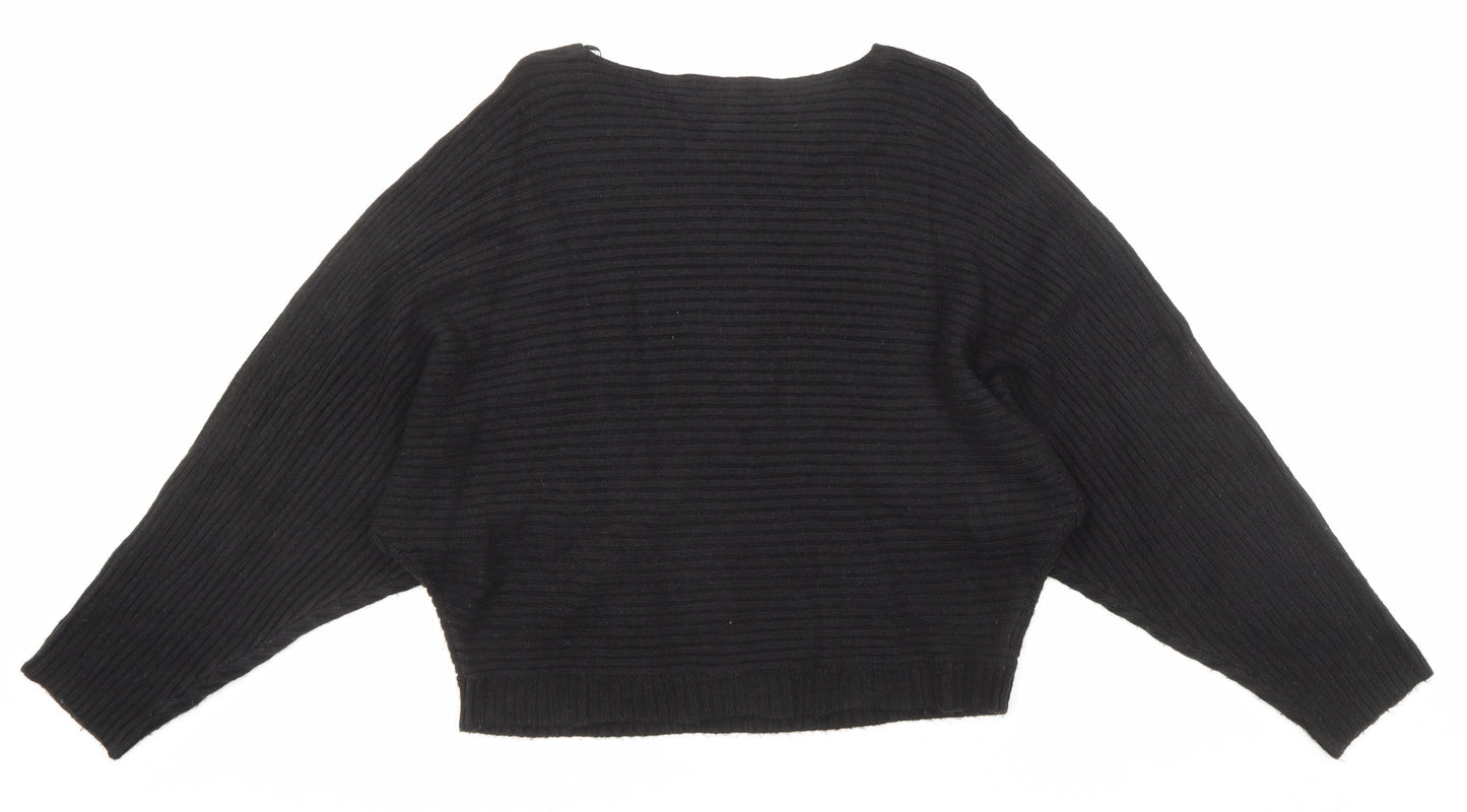 New Look Womens Black Round Neck Acrylic Pullover Jumper Size S