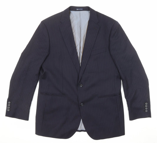Samuel Windsor Mens Blue Striped Wool Jacket Suit Jacket Size 42 Regular