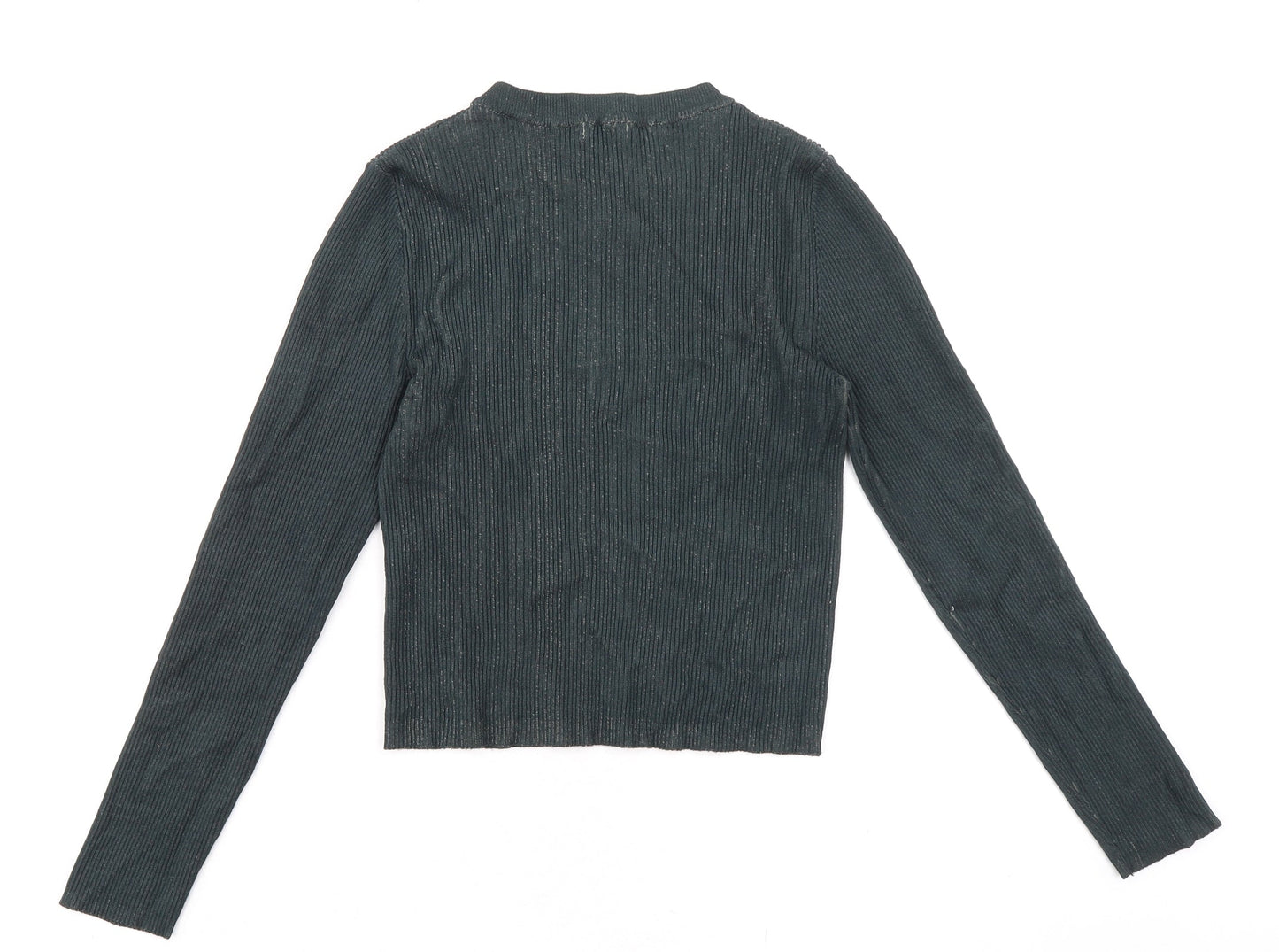 Stradivarius Womens Green Round Neck Viscose Pullover Jumper Size L