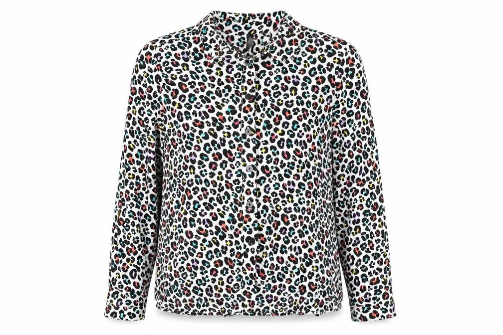 Divided by H&M Womens Multicoloured Animal Print Viscose Basic Button-Up Size 8 Collared - Leopard Print