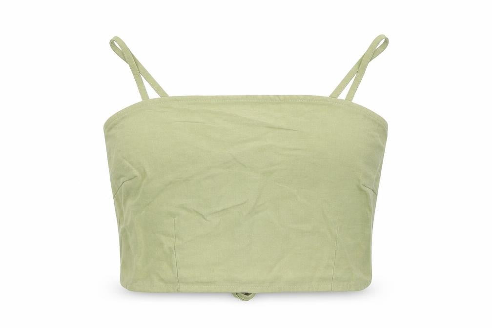 Narrated Womens Green Polyester Cropped Tank Size 2XS Square Neck