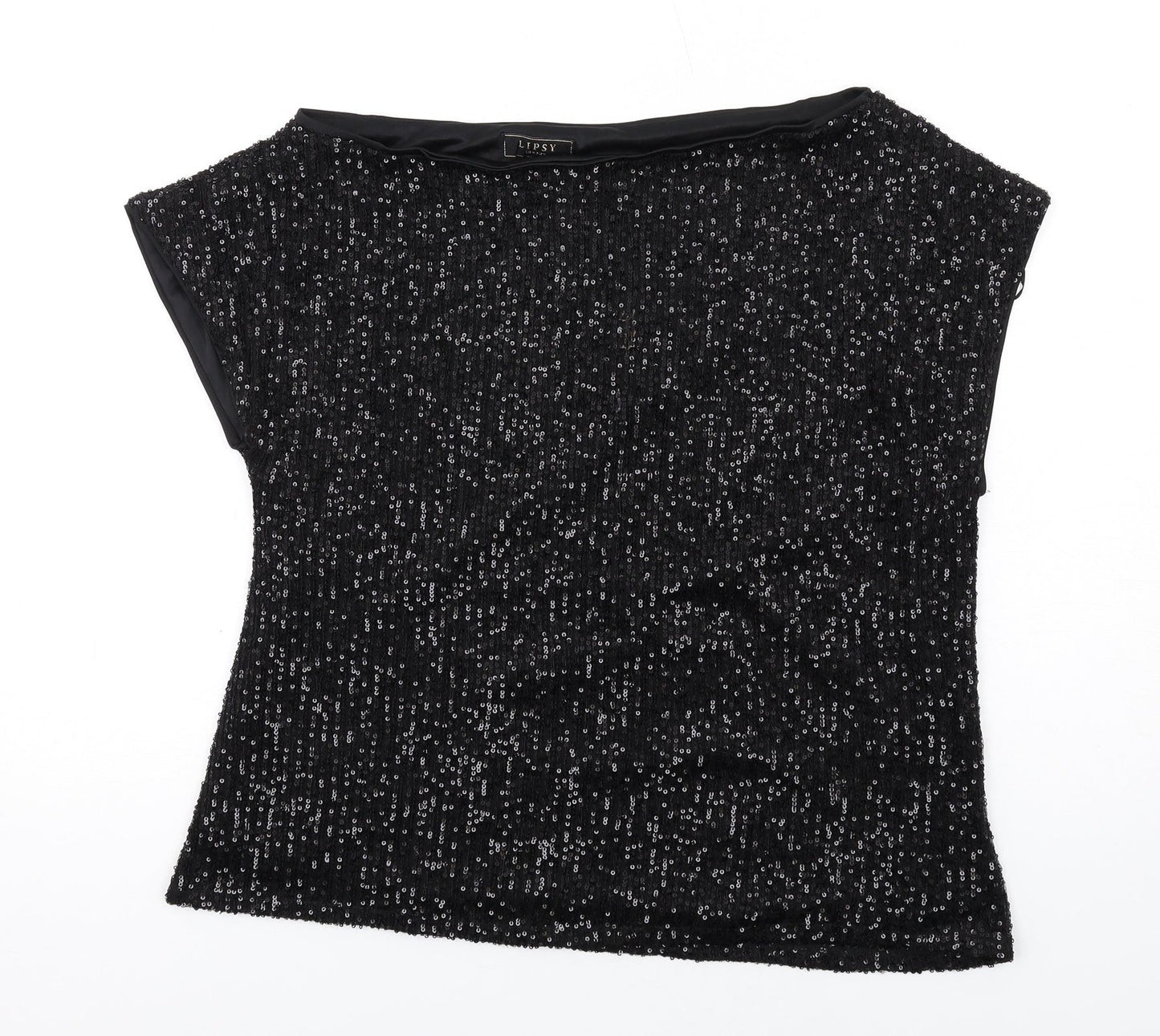 Lipsy Womens Black Polyester Basic Blouse Size 14 Boat Neck