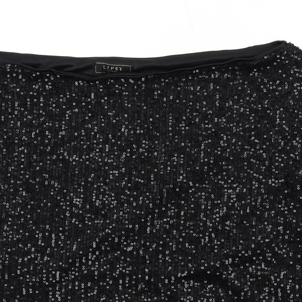 Lipsy Womens Black Polyester Basic Blouse Size 14 Boat Neck