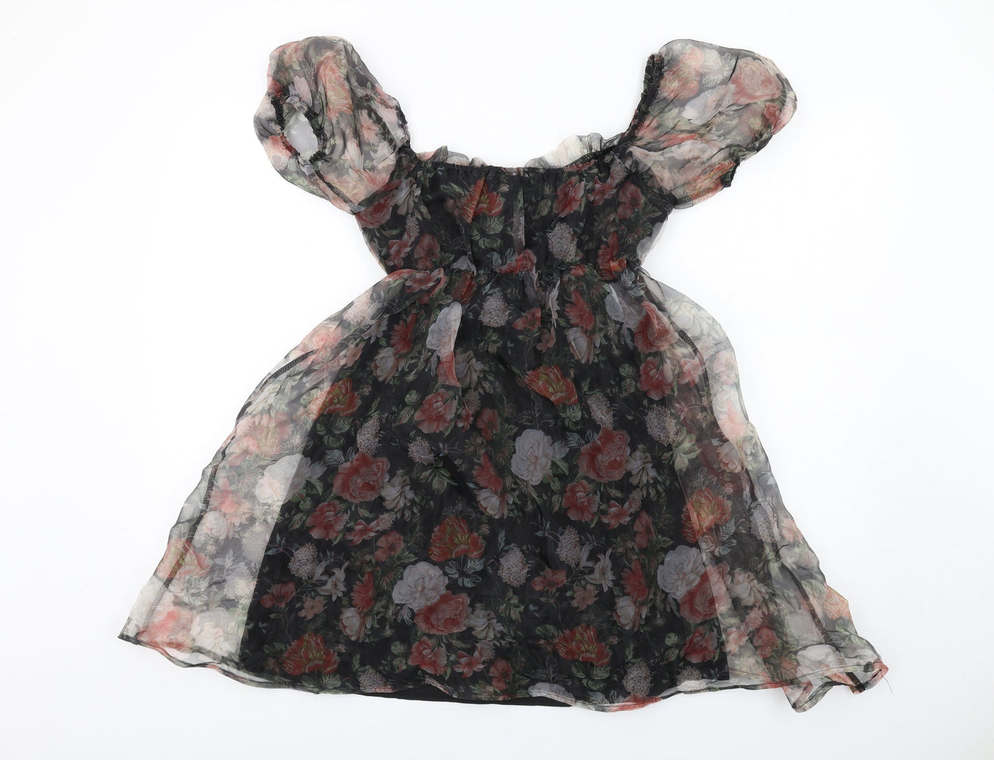 Nasty Gal Womens Multicoloured Floral Polyester Mini Size 6 Square Neck Pullover