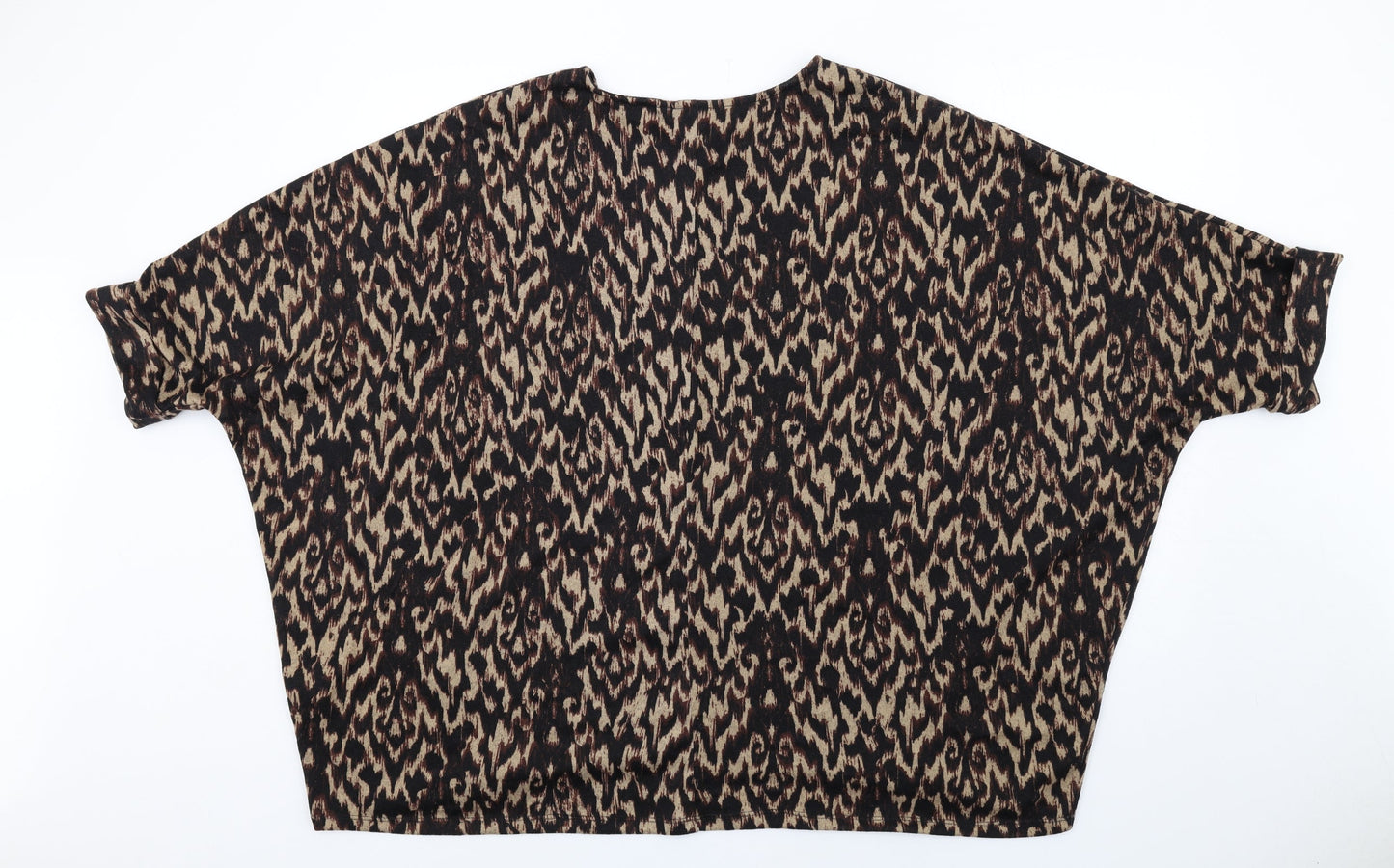 Apricot Womens Brown Geometric Polyester Basic T-Shirt Size 14 Round Neck