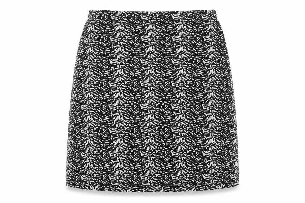 Marks and Spencer Womens Black Geometric Polyester A-Line Skirt Size 14