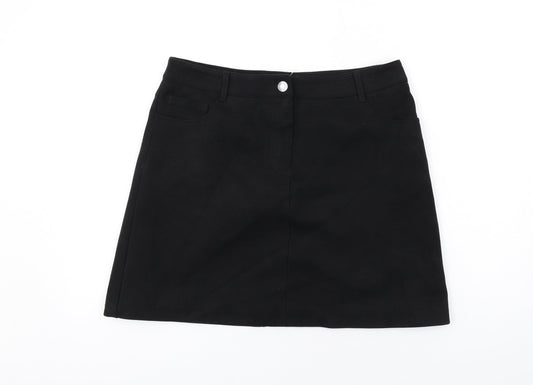 Marks and Spencer Womens Black Polyester A-Line Skirt Size 12 Zip