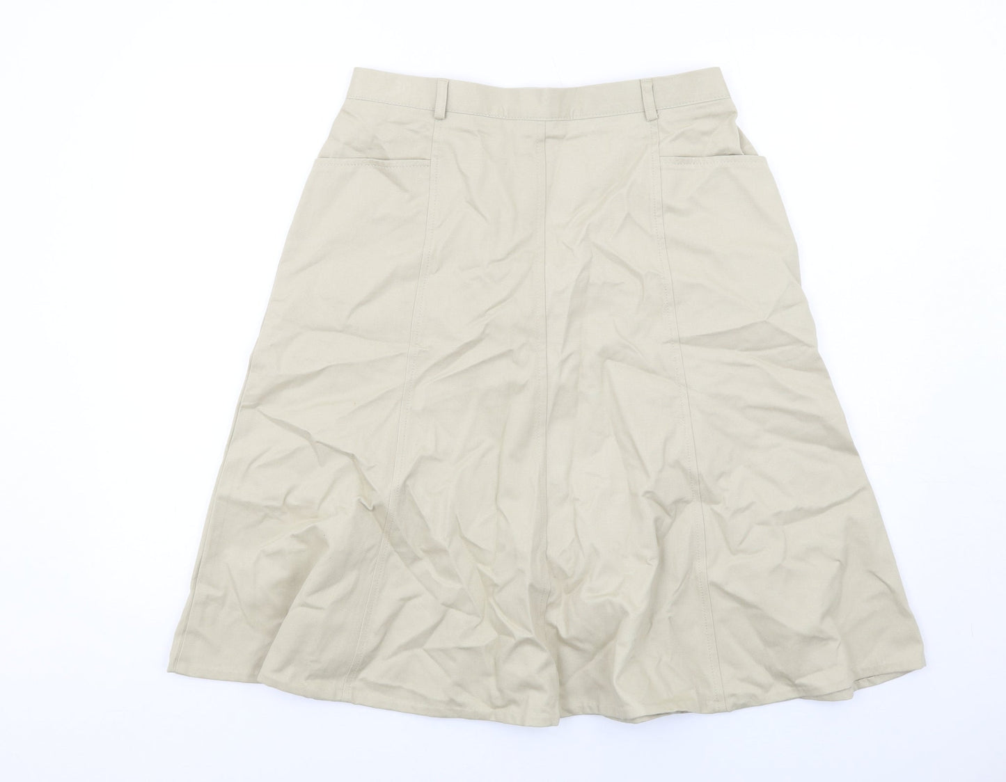 Country Collection Womens Beige Cotton A-Line Skirt Size 14 Zip