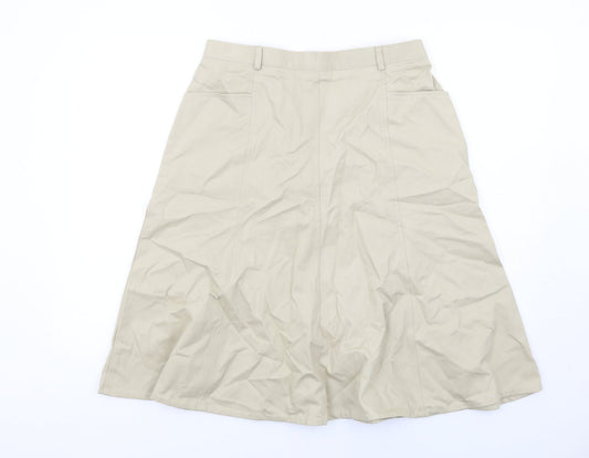 Country Collection Womens Beige Cotton A-Line Skirt Size 14 Zip