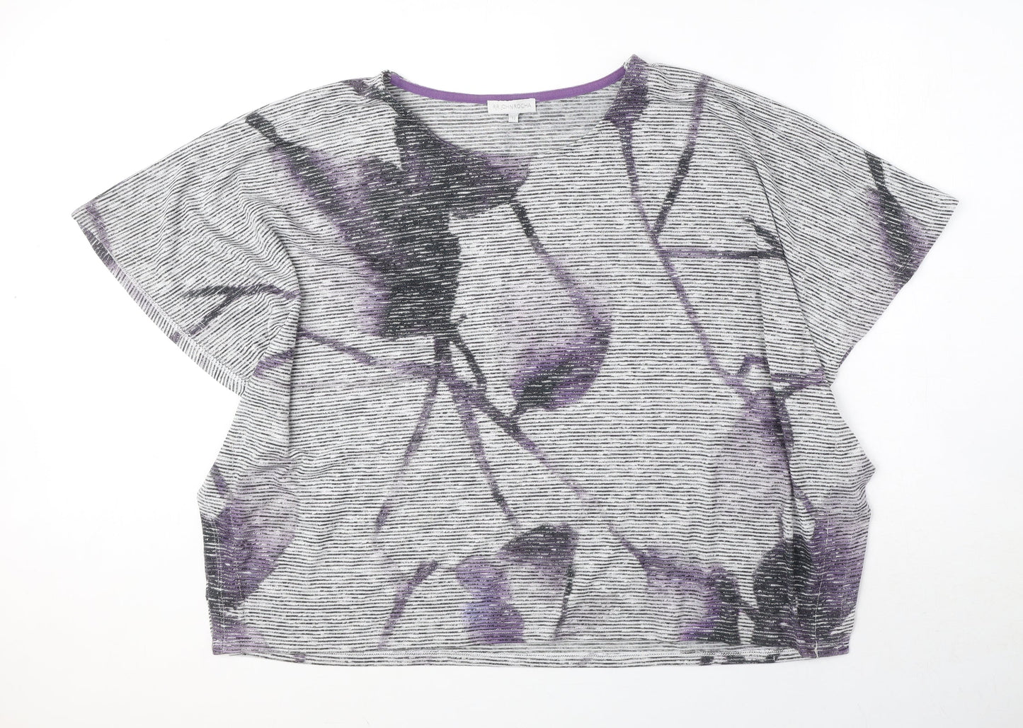 RJR.John Rocha Womens Grey Polyester Jersey Blouse Size 12 Round Neck