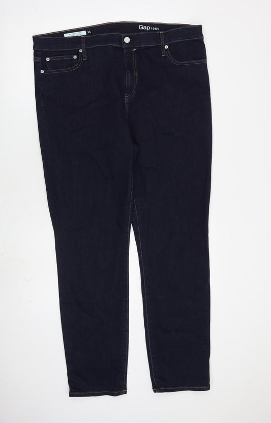Gap Womens Blue Cotton Straight Jeans Size 35 in L32 in Regular Zip