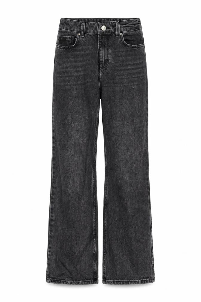 Topshop Womens Grey Cotton Wide-Leg Jeans Size 26 in L30 in Regular Zip