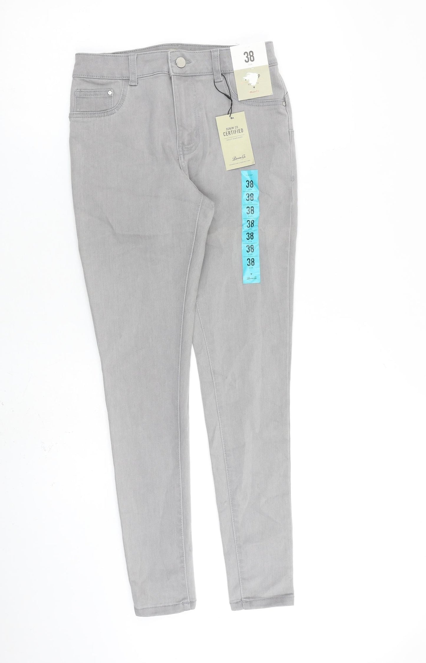 Denim & Co. Womens Grey Cotton Skinny Jeans Size 10 L28 in Slim Zip