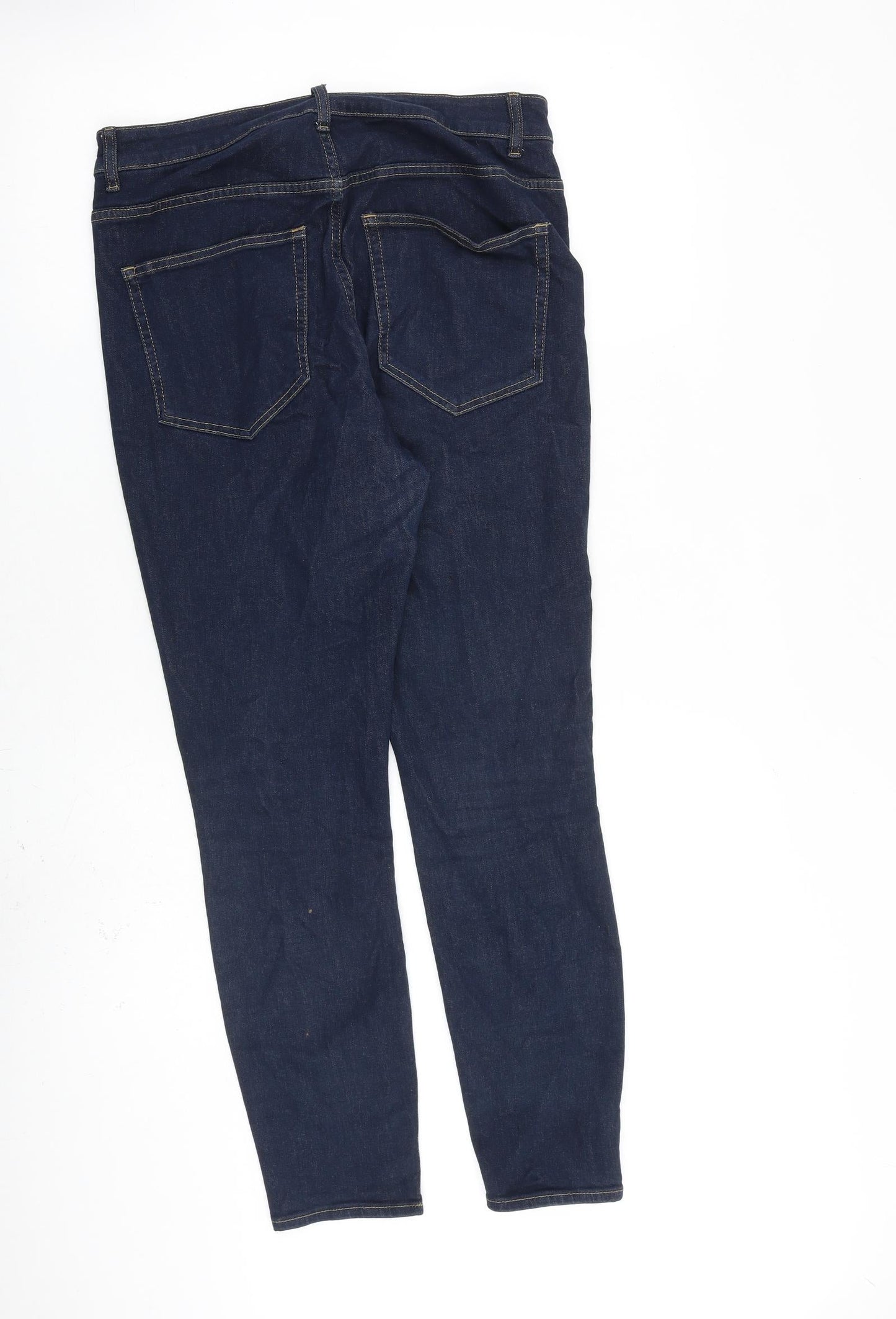 H&M Womens Blue Cotton Skinny Jeans Size 12 L27 in Regular Zip