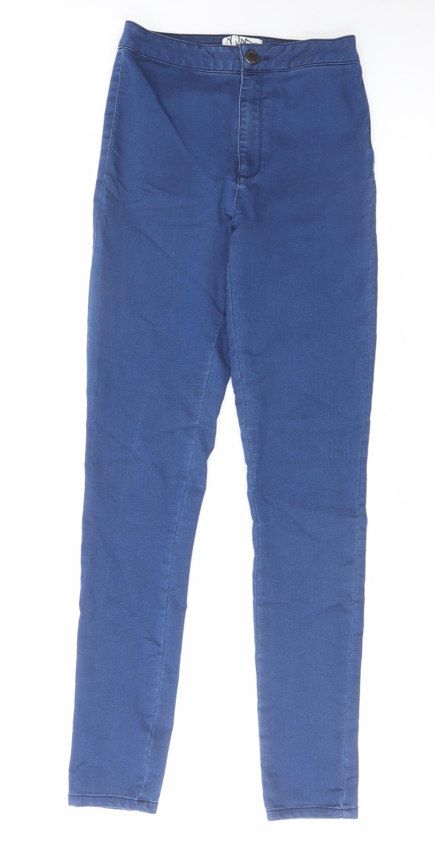 Miss Selfridge Womens Blue Cotton Skinny Jeans Size 10 L30 in Regular Zip
