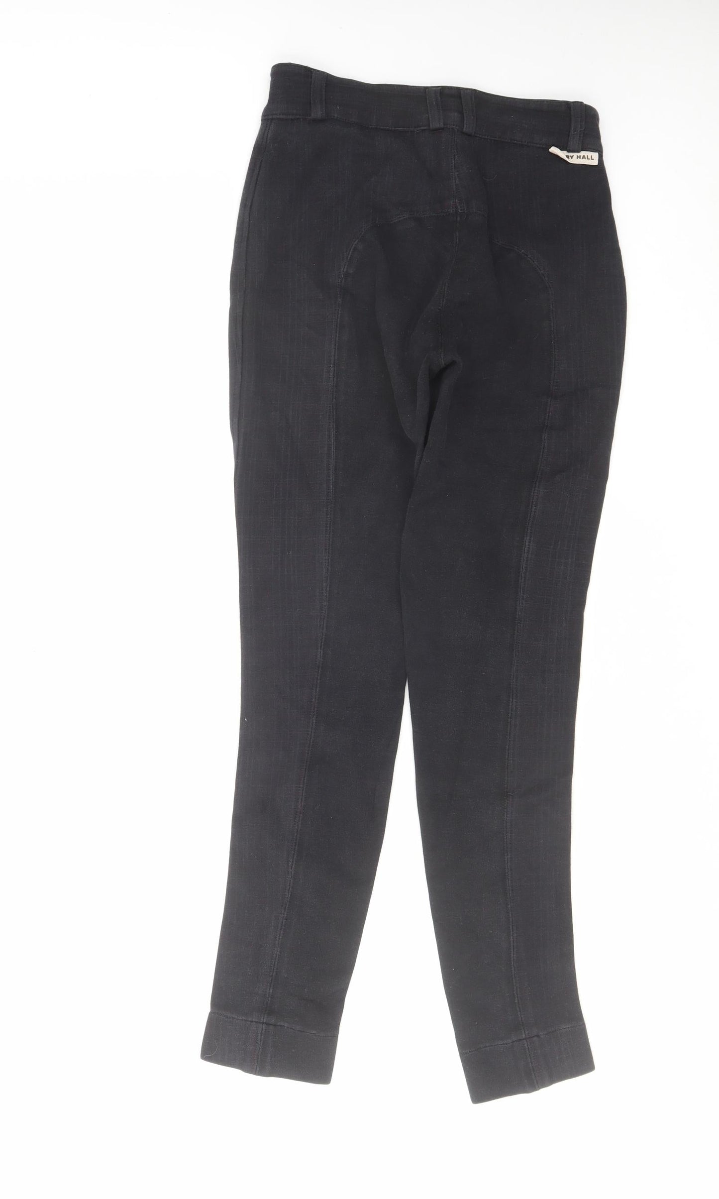 Harry Hall Womens Black Check Cotton Trousers Size 26 in L27 in Regular Zip - Equestrian