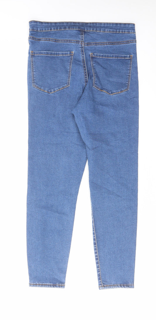Denim & Co. Womens Blue Cotton Skinny Jeans Size 12 L24 in Regular Zip