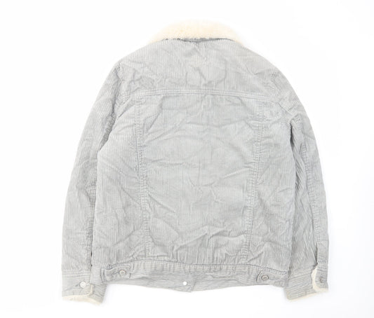Denim & Co. Womens Grey Jacket Size 12 Button