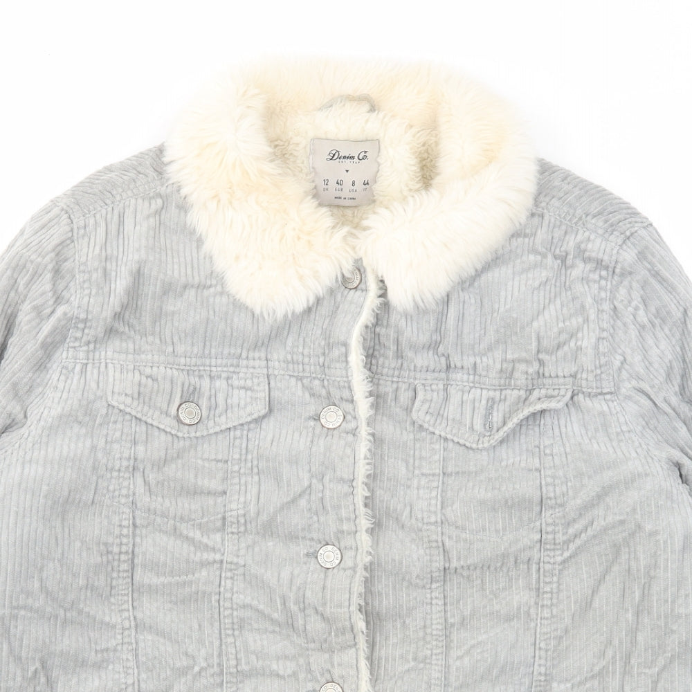 Denim & Co. Womens Grey Jacket Size 12 Button