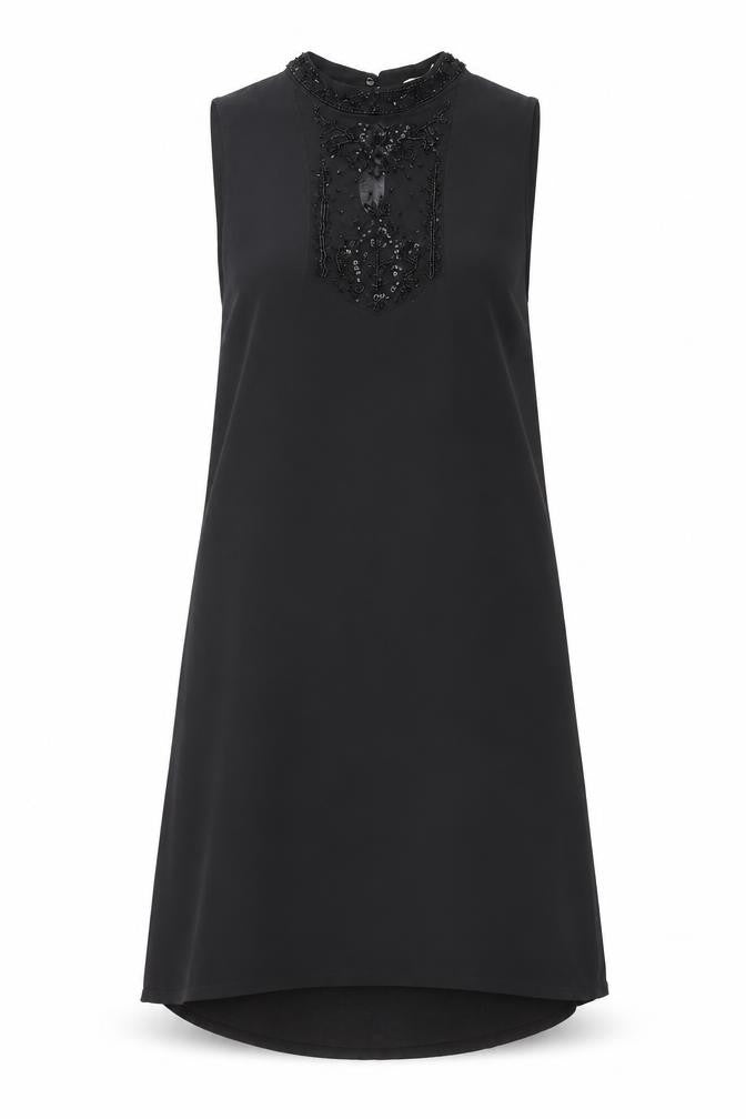 Zara Womens Black Polyester Shift Size XS Mock Neck Button - Mesh Detail
