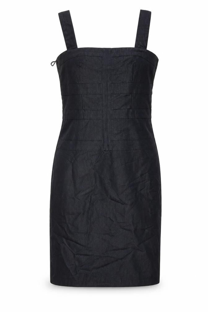Maggy London Womens Blue Cotton Bodycon Size 8 Square Neck Zip - Panelled Bodice