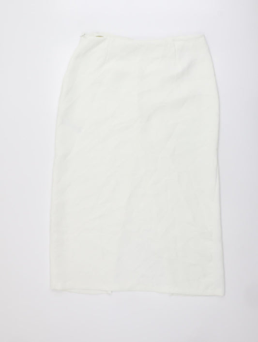 Zara Womens Ivory Polyester Straight & Pencil Skirt Size L Zip