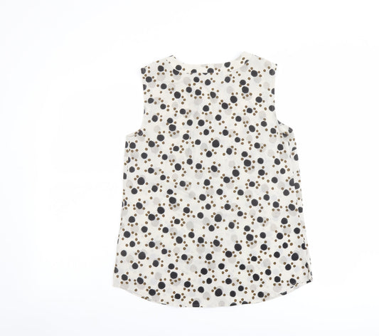 Paul Costelloe Womens Beige Polka Dot Polyester Basic Blouse Size 10 Henley