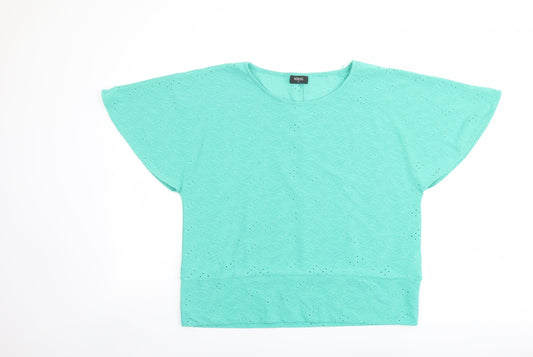 Klass Womens Green Polyester Basic T-Shirt Size XL Round Neck