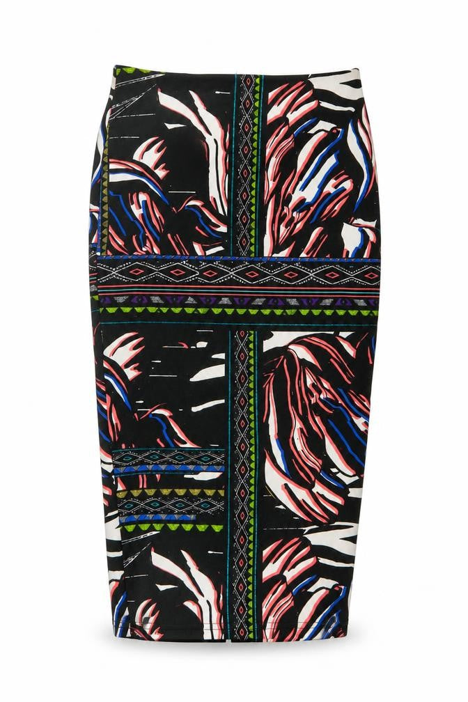 River Island Womens Multicoloured Geometric Polyester Straight & Pencil Skirt Size 6