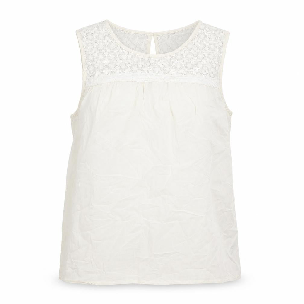Marks and Spencer Womens Ivory Cotton Basic Tank Size 14 Round Neck