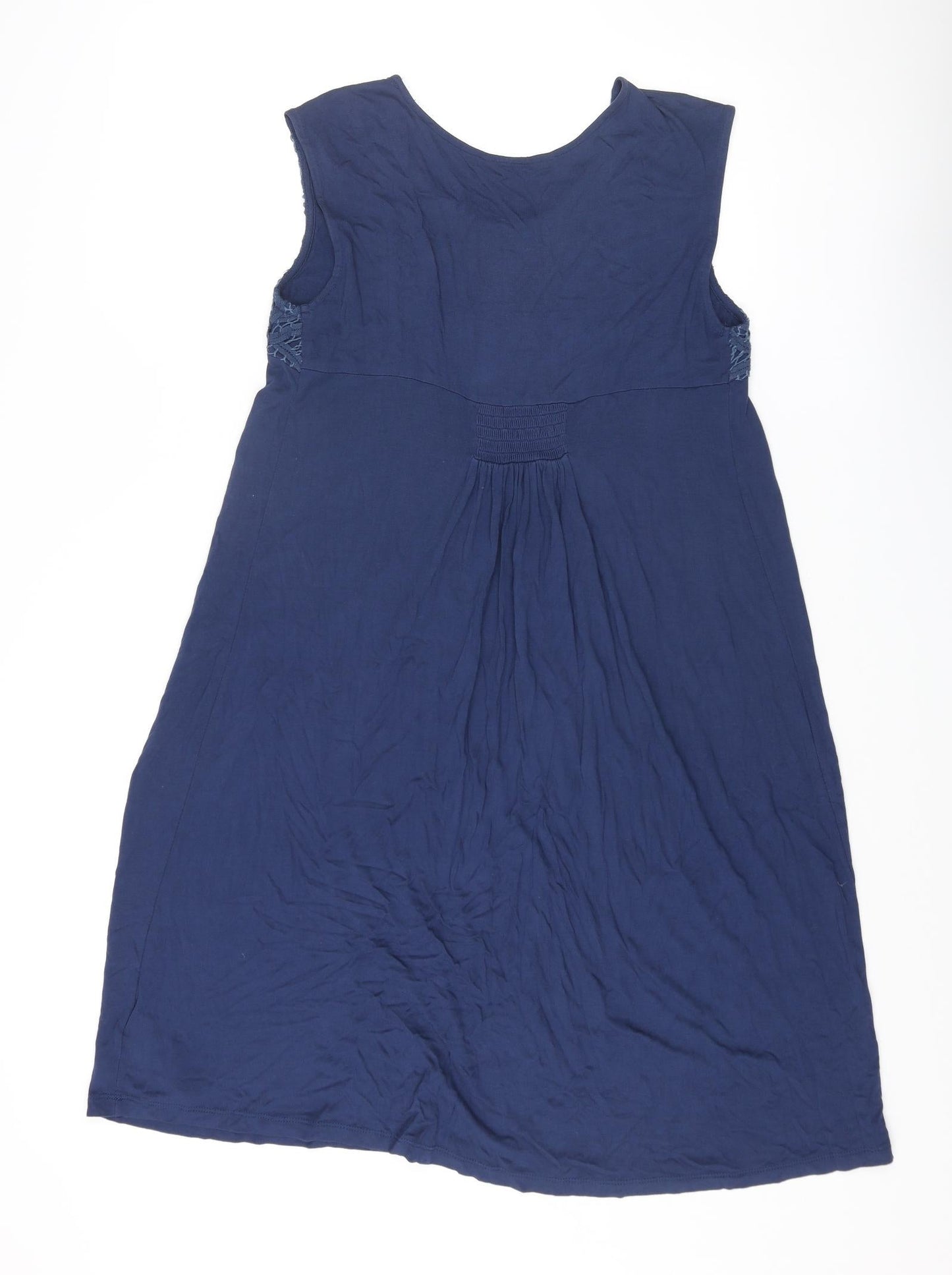 Marks and Spencer Womens Blue Viscose Tank Dress Size 10 Round Neck Pullover