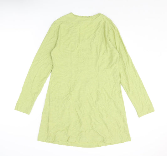 Tara Clothing Womens Green Cotton Jumper Dress Size 10 Scoop Neck Pullover