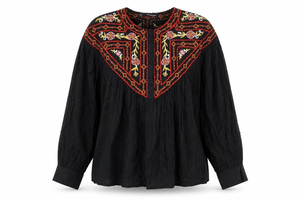 Sfera Womens Black Polyester Basic Blouse Size M Round Neck